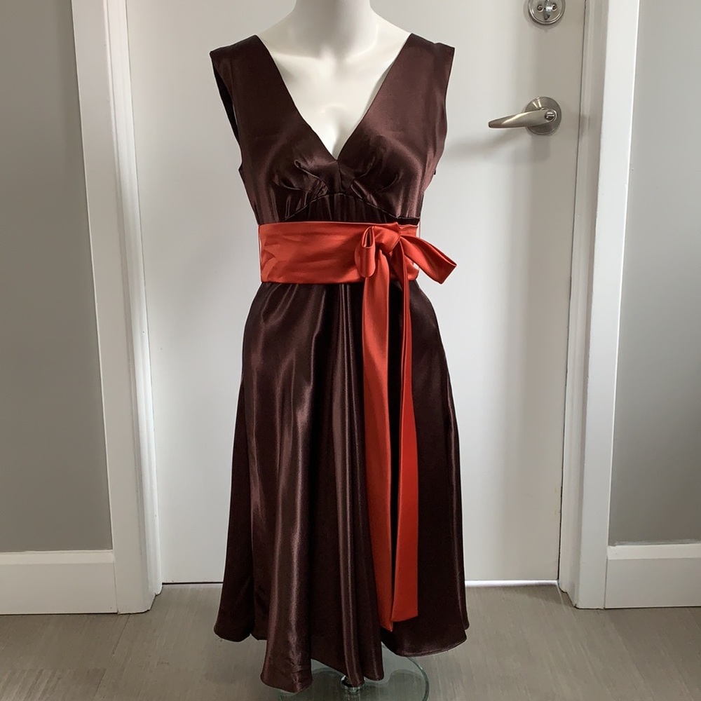 Handmade brown satin dress